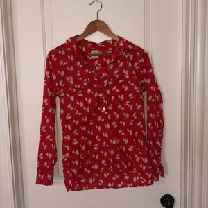 Owl print fitted boyfriend shirt